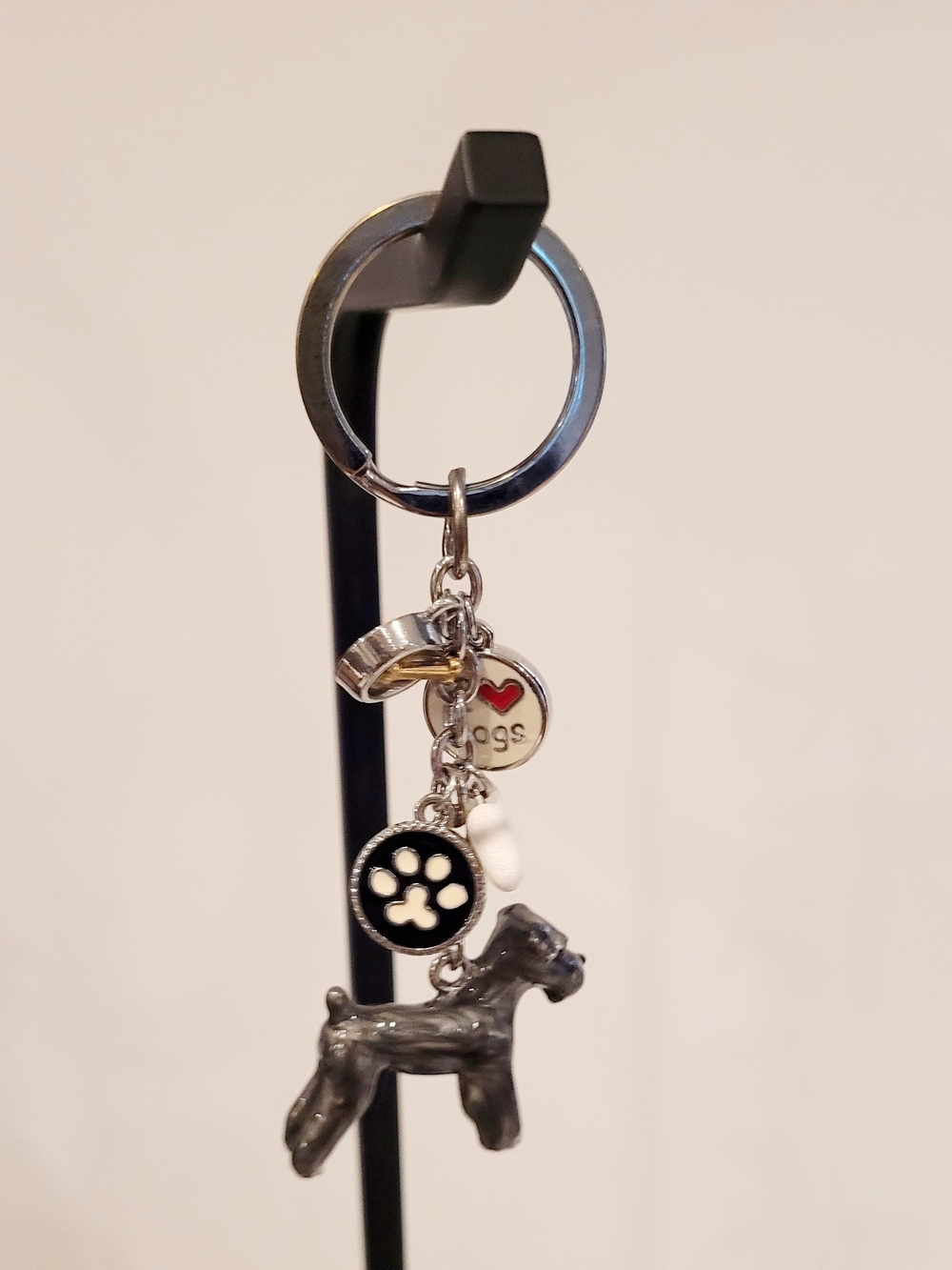 Schnauzer Silver Dog Keychain Charm
